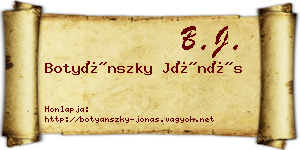 Botyánszky Jónás névjegykártya